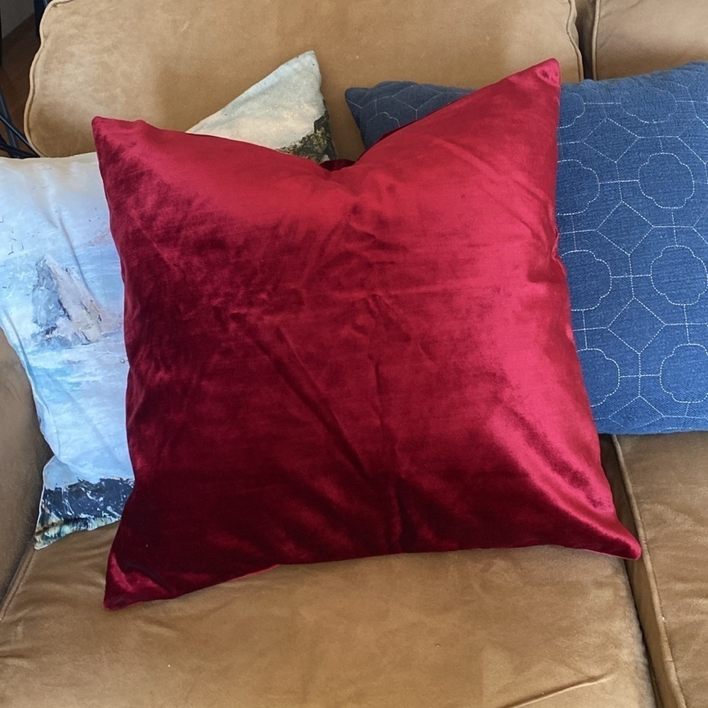 Red velvet pillow cover large size 20”x20”  ruby luxury jewel tone (3 qty)